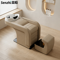 Nouveau Fauteuil de Lavage Capillaire Moderne avec Massage et Bac en Céramique pour Salon de Coiffure et Barbier