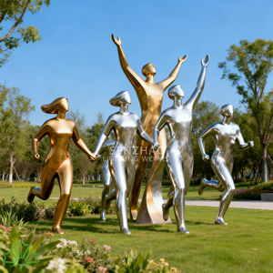 Escultura Moderna de Acero Inoxidable con Figura Corriendo, Instalación de Arte Público para Decoración de Parques y Plazas - Product Image 3