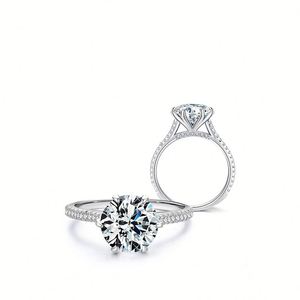 Anillo de Compromiso Clásico al por Mayor, Chapado en Rodio, Plata S925, Anillos de Promesa Personalizados para Parejas - Product Image 5