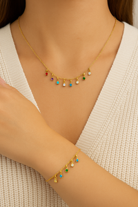 ช่อดอกไม้ประดับจี้ประจำเดือนเกิด |   จี้เพชรซิคอนสแตนเลสสตีลชุบทอง 18K PVD สำหรับสร้อยข้อมือและสร้อยคอ กันน้ำ ป้องกันอาการแพ้ - Product Image 6