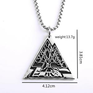 Colgante triangular de acero inoxidable con diseño de árbol de la vida, collar unisex, regalo, joyería - Product Image 5
