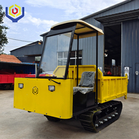 Dumper sur chenilles avec cabine, benne hydraulique, chenilles en caoutchouc, transporteur tout-terrain pour travaux agricoles et de construction
