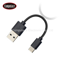 Cable de Carga USB 2.0 Tipo-A a Tipo-C de PVC Negro de 10 cm para Computadora, Banco de Energía y Dispositivos Portátiles