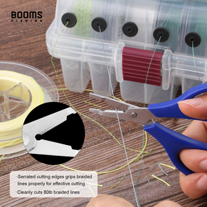 Tijeras para trenzas de pesca Booms Fishing BFLMS01 1.80oz 4.3in con bordes de corte dentados de acero inoxidable y mangos de plástico ABS - Product Image 4