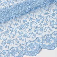 Tissu en dentelle brodée teinte en gros, excellente qualité, 100 % polyester, pour accessoires vestimentaires