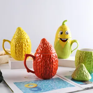 Dekoratif 3D sebze tasarım seramik fincan çocuk bardak 3d kapaklı benzersiz tasarım kupalar seramik