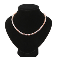 2025 Hotsale pleine rose Tennis chaîne collier cubique zircone femmes rappeur collier ras du cou bébé rose bijoux