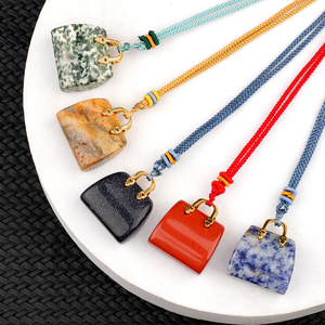 Mini Mochila de Colores con Piedras Preciosas, Collar de Cuerda Tejido a Mano con <span class=keywords><strong>Cadena</strong></span> de Cuerda Colorida, Ideal para Uso Diario, Accesorios para Mujeres y Hombres - Product Image 3