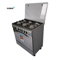 Cuisinière à gaz autonome Xunda en acier inoxydable 80 cm avec 6 brûleurs, four et grill