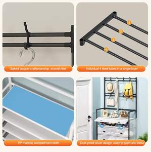 Étagère à chaussures cintre multicouche étagère à chaussures porte chapeau et étagère à chaussures Simple organisateur de salon sur pied - Product Image 5