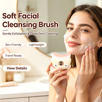 Brosse nettoyante visage professionnelle en gros pour usine OEM/ODM, design ours de dessin animé mignon, végane, douce, pour le nettoyage lymphatique et le contour du visage