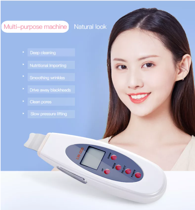 ORANGLES BOWKET Ultrasonic Skin Scrubber with LCD Display | Waterproof Rechargeable Skin Cleaner for Face & Body | Acne Removal & Massager – orangles Qatar - detailed closeup view - illustrating benefits - Image 3 of 6 | created for all | Shop BOWKET Ultrasonic Skin Scrubber with LCD Display | Waterproof Rechargeable Skin Cleaner for Face & Body | Acne Removal & Massager – orangles Qatar North Carolina | Free Shipping ORANGLES