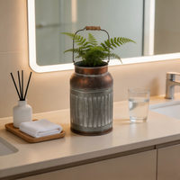 VintageMetal fer galvanisé lait peut eau peut usine vente en gros fleurs Vases pour jardin ferme conteneur cadeau emballage