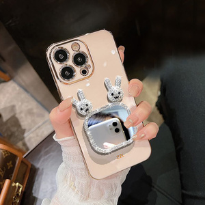 Mềm Silicone Drop Shipping Bảo Vệ Bìa Đối Với <span class=keywords><strong>iPhone</strong></span> 16 15 14 Pro Max 11 12 13 Pro Max Dễ Thương Tai Thỏ Gương Trường Hợp - Product Image 6