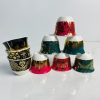 Design chinois moderne Cawa 80CC céramique fleur rôtie or tasse à thé tasse à boire en porcelaine pour dubaï moyen-orient arabe