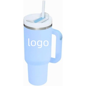 40oz Tumbler With Handle Modern Travel Mug Mint Green <b>Coffee</b> Cup OEM Custom Logo Insulated Tumbler Stainless Steel Water <b>Bottles</b> - Product Image 4