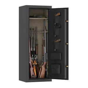 Customizable 14 Gun Fireproof Gun Safe Box With Fingerprint Touch Screen Black