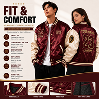 Veste de baseball en satin personnalisée du Bangladesh pour hommes, veste bomber brodée avec logo personnalisé, OEM ODM, fournisseur de streetwear