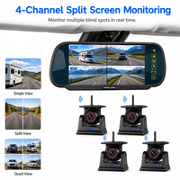 Système de caméra de recul sans fil 4 canaux OEM avec moniteur tactile 7 pouces, kit caméra AHD étanche IP68 9-36V pour VR/Camion