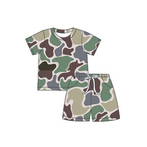 Nouveau été à manches courtes Shorts enfants 2 pièces tenue personnalisé sud imprimé lait soie bébé enfants garçon ensemble de vêtements - Product Image 5