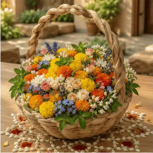 Cesta de Mimbre Tejida con Asa Trenzada, Cesta Decorativa para Arreglos Florales, Decoración del Hogar y Ocasiones Especiales - Product Image 3