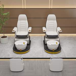 Fauteuil de manucure et pédicure de luxe moderne de haute qualité, blanc et noir, avec massage électrique et fonctions spa sans eau - Product Image 3