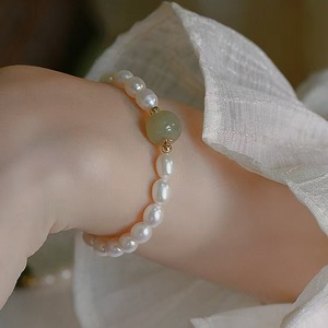 Pulsera Elástica de Perlas de Agua Dulce Hetian Yulu Green Water de 5-6 mm, Joyería de Cuentas de Moda para Mujer - Product Image 2