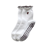 Chaussettes de yoga antidérapantes en coton mélangé tricoté pour femmes, mi-mollet, pour Pilates, fitness, sport professionnel, avec lacets