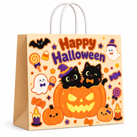 Sacs en papier personnalisés pour Halloween avec poignées, sacs cadeaux en carton blanc pour bonbons, biscuits, friandises et emballages de cadeaux de fête