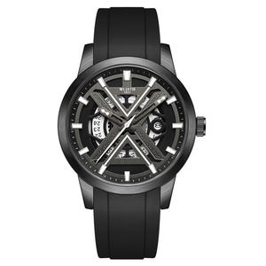 นาฬิกาข้อมือควอตซ์แฟชั่นผู้ชาย สไตล์ธุรกิจและกีฬา ตัวเรือนสแตนเลส สายซิลิโคน กันน้ำ รับผลิตแบบ OEM ODM หน้าปัดแบบเข็ม - Product Image 1