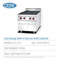 Kompor Gas Komersial 4 Tungku Dengan Kabinet Stainless Steel Kompor Gas Vertikal Empat Tungku dengan Kabinet