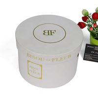 Emballages cadeaux en carton imprimé, fournitures personnalisées, logo en feuille d'or blanc, artisanat artistique, boîtes rondes pour mariage, fleurs