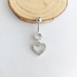 Nuovi <span class=keywords><strong>Piercing</strong></span> all'<span class=keywords><strong>Ombelico</strong></span> da Donna Sexy in Acciaio Inossidabile <span class=keywords><strong>Oro</strong></span> e Argento a Forma di Cuore con Zirconi Multicolore Gioielli per il Corpo - Product Image 2