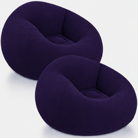 Fauteuil gonflable en forme de pouf en PVC floqué, personnalisable avec logo OEM, portable pour le camping, vente en gros