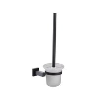 Ensemble d'accessoires de salle de bain mural moderne de luxe en acier noir mat, huit pièces, écologique