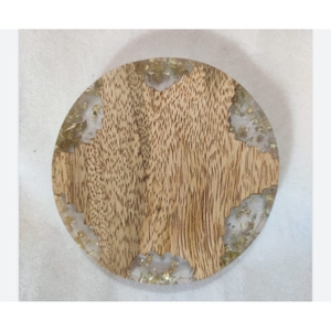 Round Wooden Epoxy Resin Coaster Natural Wood Drink Coaster Heat Resistant Table Protector Coffee Mug Cup Mat for Home Office - Product Image 1