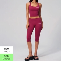 Ensemble 2 pièces pour femme : Débardeur de sport dos nageur respirant et Legging short taille haute push-up pour la course, l'entraînement et le fitness