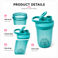 Ensemble cadeau de bouteille shaker à protéines en PP de 300 ml personnalisée avec des contenants de stockage de poudre et une boule mélangeuse, vente en gros de shakers pour compléments alimentaires