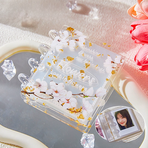 Album <span class=keywords><strong>photo</strong></span> miniature de collection Kpop de haute qualité, personnalisable, avec 40 pochettes, 3 pouces, motif floral, feuille d'or, mini album en acrylique - Product Image 4