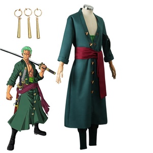<span class=keywords><strong>Roronoa</strong></span> <span class=keywords><strong>Zoro</strong></span> <span class=keywords><strong>Cosplay</strong></span> disfraz niños serie completa abrigo verde cinturón pantalones cabeza bufanda peluca pendientes personaje japonés Halloween - Product Image 3