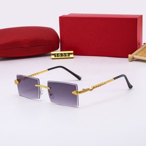 Wholesale Luxury Designer <b>Sunglasses</b> 2022 Black Frame Unisex Retro Classic Style Trending <b>Rimless</b> UV400 Pilot Colorful Oval Gift - Product Image 4