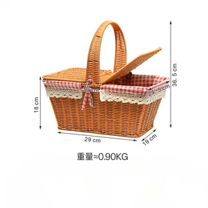 Huihua Precio de fábrica Cesta de picnic al aire libre Diseño tejido vintage Gran capacidad para compras y almacenamiento