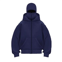 DIY Light Board Sweat à capuche zippé pour homme, doublé polaire, coupe ample, style anglais uni, mode printemps automne, en polyester