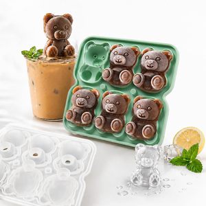Bandeja de silicona de grado alimenticio para cubitos de hielo con diseño de oso y rosa de 6 celdas, con embudo a prueba de fugas y cierre ecológico - Product Image 1