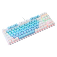 Clavier mécanique BAJEAL K100, nouveau, bleu et blanc, 87 touches, USB 2.0, rétroéclairage RGB, filaire, interrupteurs bleus, étanche, plug and play, pour ordinateur de bureau et ordinateur portable