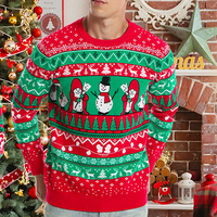 Pull de Noël moche en tricot jacquard personnalisé pour la famille, pour homme adulte, anti-rides et séchage rapide, nylon/acrylique