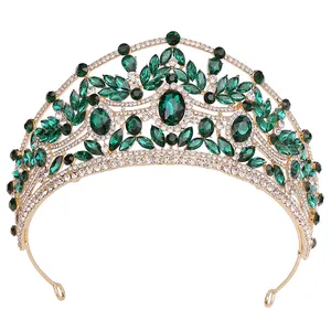 Copricapo con corona di capelli da sposa di moda barocca diademi e corone da sposa con strass di cristallo reale