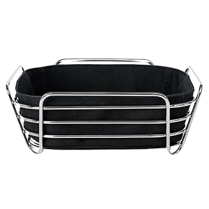 Blomus Bread Basket Delara Stainless Steel Rectangular Black Liner <b>Storage</b> <b>Container</b> for Kitchen Use - Product Image 2