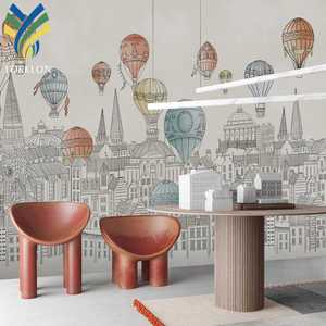 Papier peint mural pour chambre d'enfant, <span class=keywords><strong>ballon</strong></span> à air chaud géométrique moderne, imperméable et antistatique - Product Image 6