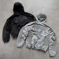 Fabricants de vêtements coupe-vent personnalisé sweat à capuche zippé en nylon délavé veste d'escalade coupe-vent légère vintage pour hommes